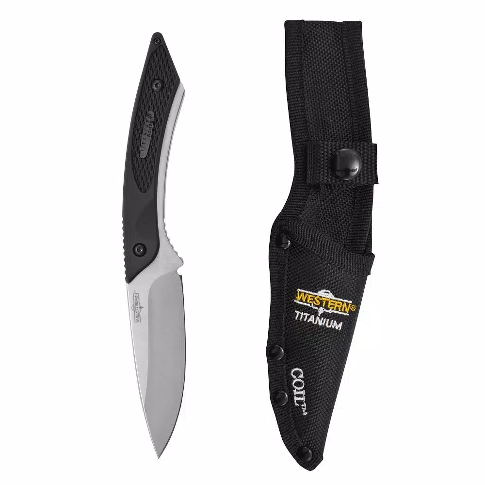 Western Coil 8 in. Fixed Blade Knife with 3.25 in. Titanium Bonded 420 Steel Drop Point Blade