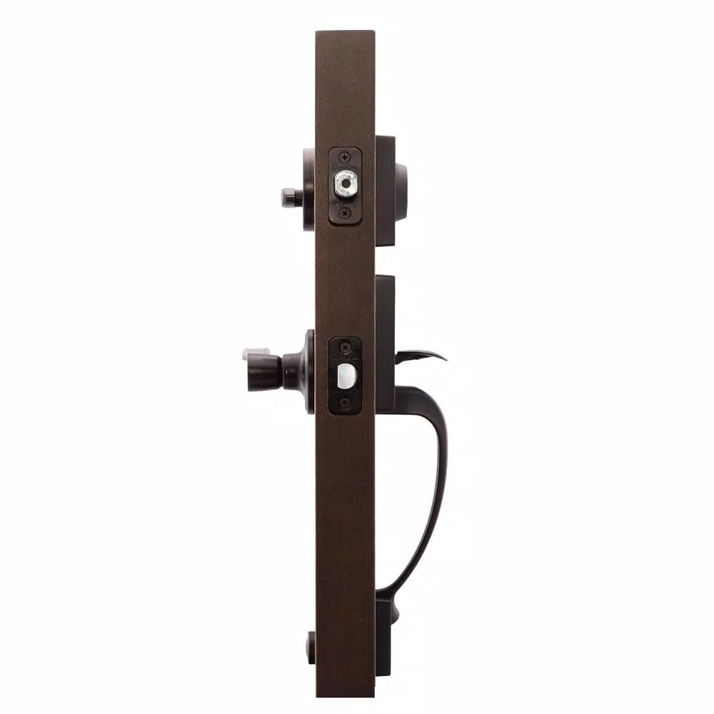 Copper Creek Craftsman Tuscan Bronze Front Door Handleset with Right-Hand Scandinavian Lever Trim