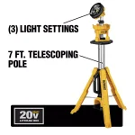 DEWALT 20V MAX 3000-Lumen Cordless LED Tripod Work Light with 5.0 Ah Battery thumbnail 2