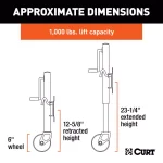 CURT Marine Trailer Jack with 6" Wheel, 1,000 lbs. Capacity, 10" Travel thumbnail 2