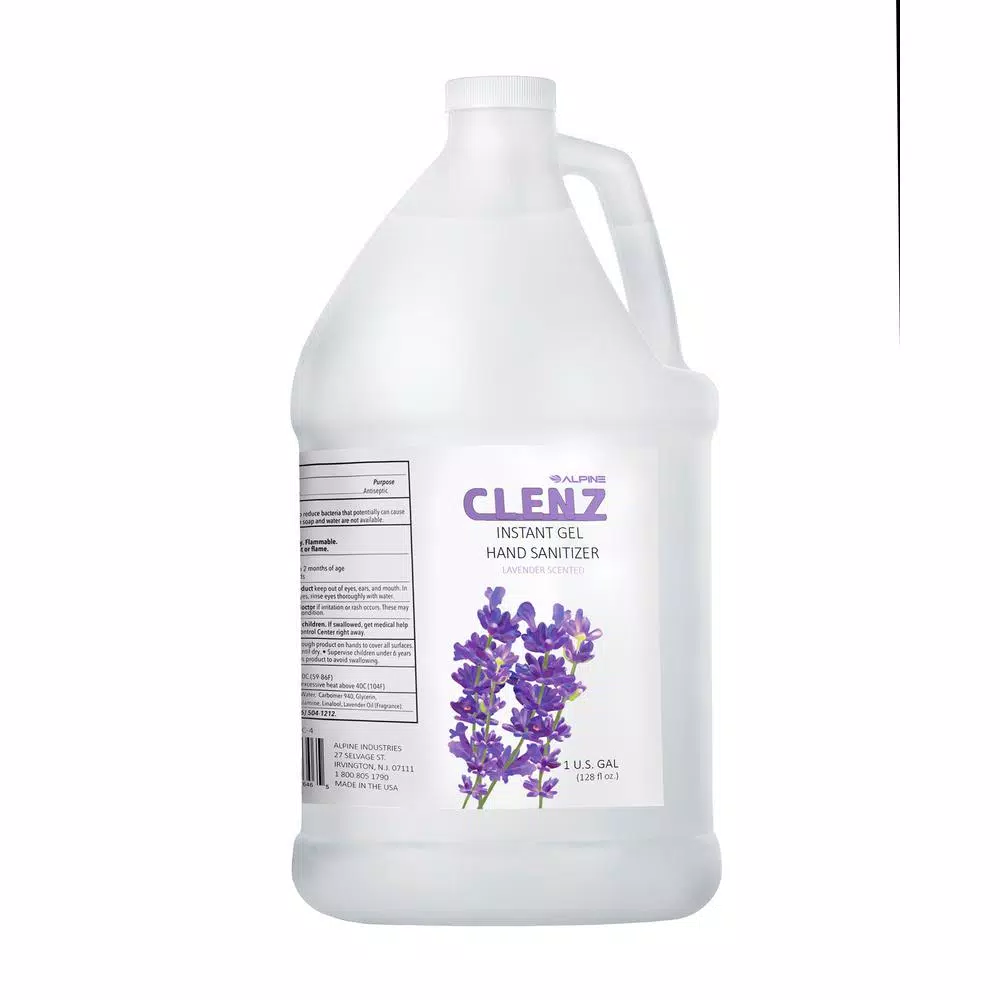 Alpine Industries Clenz Instant Gel Hand Sanitizer, Lavender Scent, 1 Gallon (4-Pack)