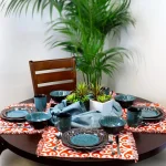 Elama Mystic Waves 16-Piece Modern Blue Stoneware Dinnerware Set, Service for 4 thumbnail 3