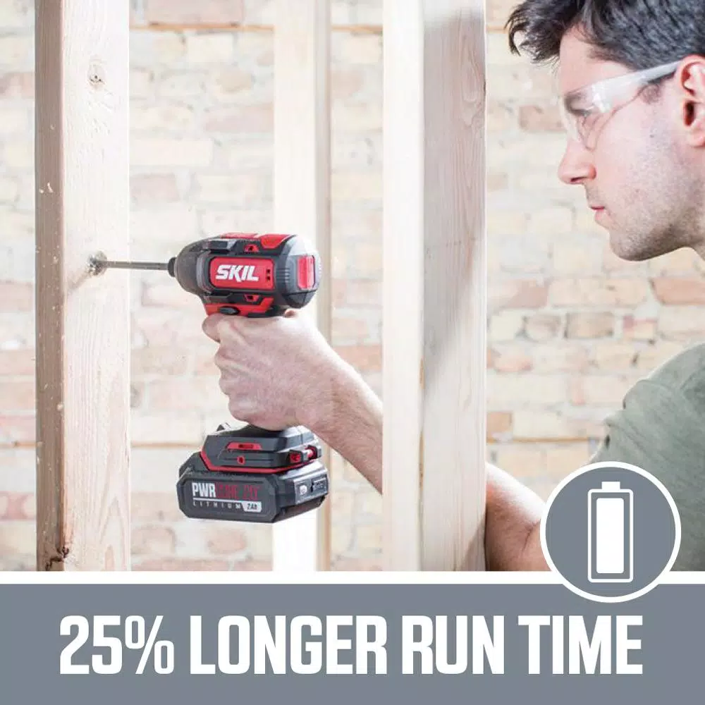 Skil PWRCore 20V Brushless 1/4 in. Hex Impact Driver Kit with 2.0Ah Battery and PWRJump Charger