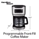 Hamilton Beach 14-Cup Programmable Drip Coffee Maker with Front-Fill Design, Black thumbnail 2