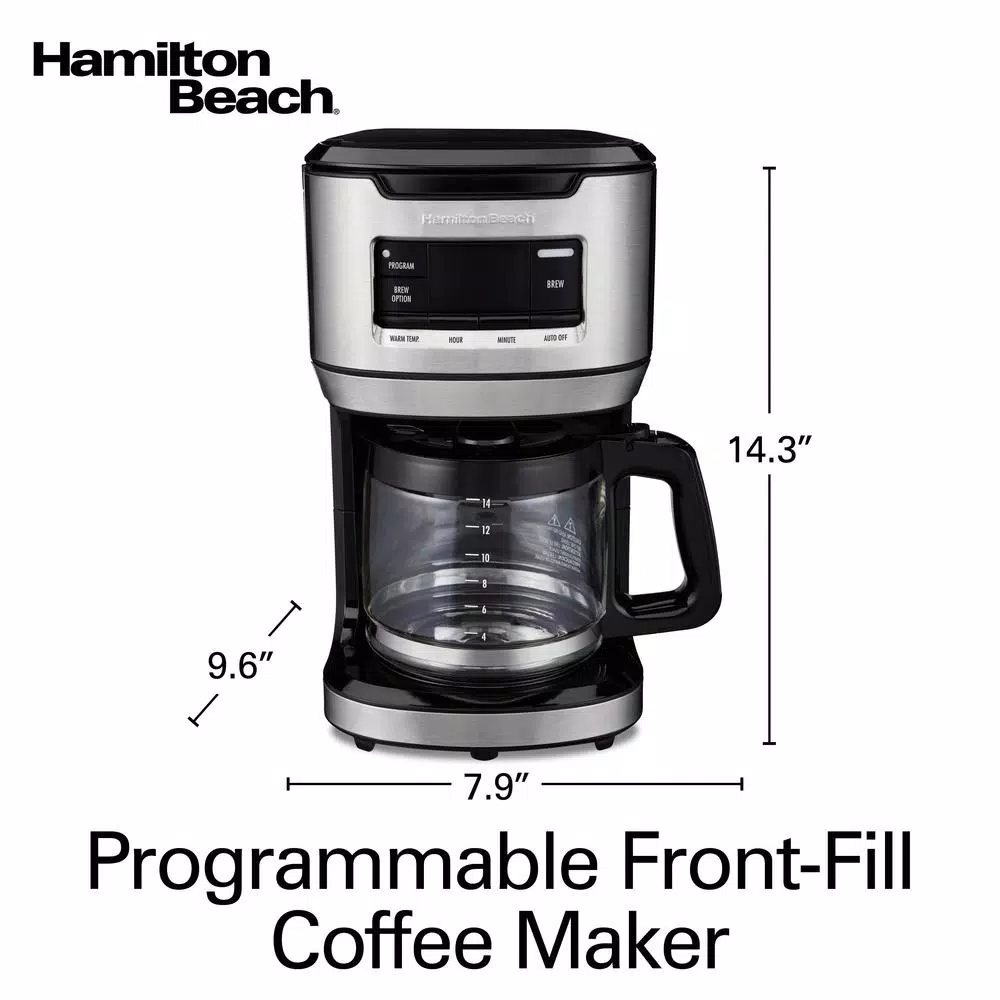 Hamilton Beach 14-Cup Programmable Drip Coffee Maker with Front-Fill Design, Black