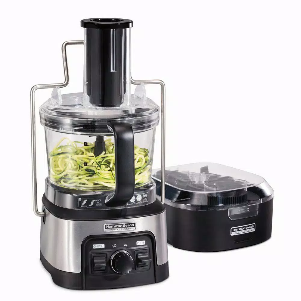 Hamilton Beach Professional 12-Cup Stack n Snap Food Processor with Spiralizer, Stainless Steel