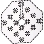 VHC Brands Emmie 21 in. Black and White Patchwork Christmas Tree Skirt, Hand-Quilted Cotton thumbnail 1