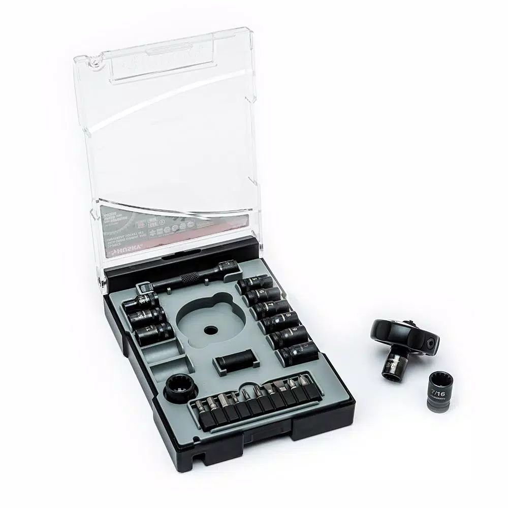 Husky 25-Piece 1/4 in. Drive Gimbal Ratchet and Universal Socket Set