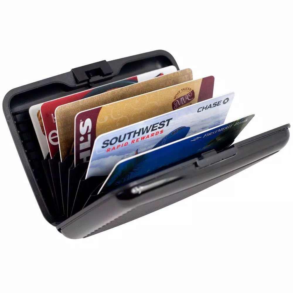 Trademark Aluminum RFID Blocking Slim Wallet - Black Hard Case Credit Card Holder