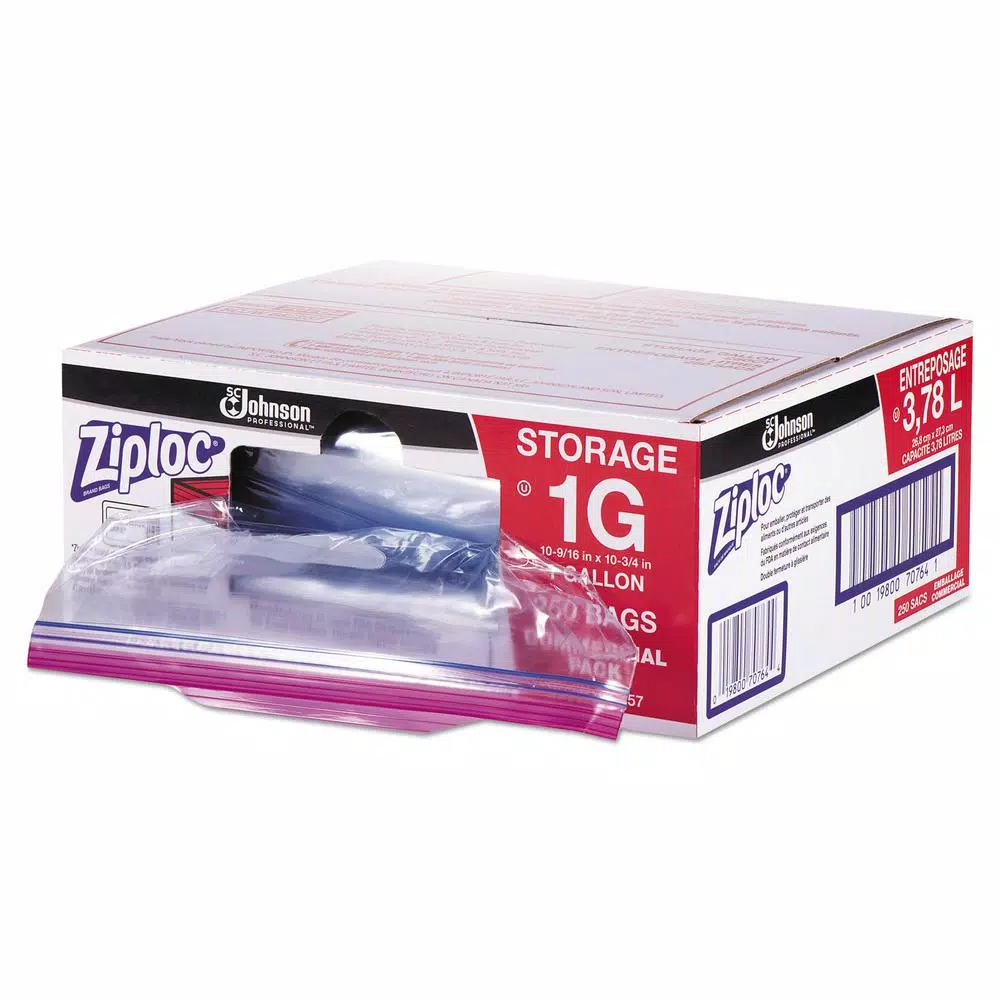 Ziploc Commercial Foodservice 1 Gallon Food Storage Bags with Write-On Panel, 1.75 mil, 250 Count