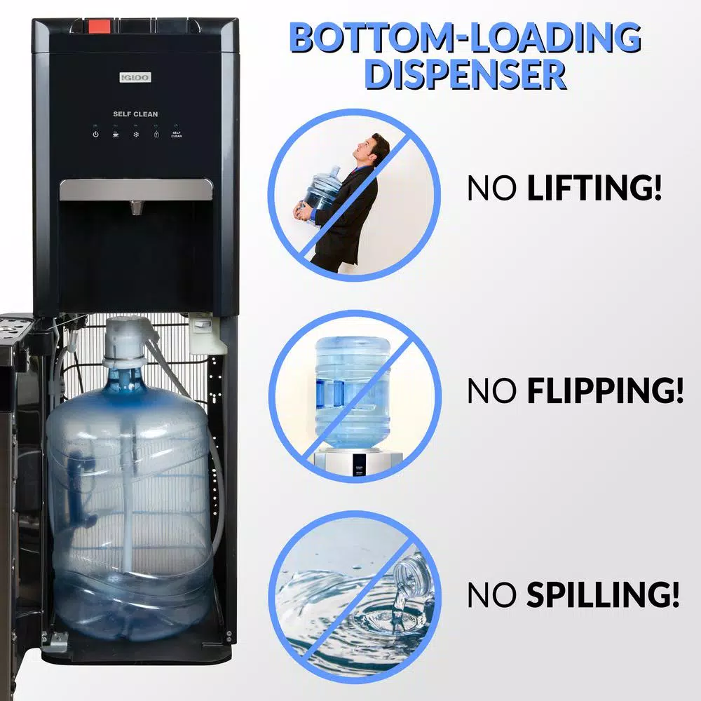 Igloo Bottom Loading Water Dispenser with Hot, Cold, and Room Temperature Functions - Black