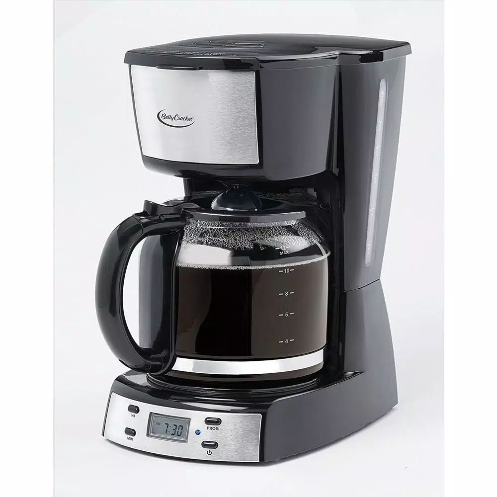 Betty Crocker 12-Cup Programmable Drip Coffee Maker with Stainless Steel Accents and Automatic Shutoff