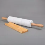 Creative Home Natural Marble Rolling Pin with Wooden Handles and Storage Cradle, 18 in. thumbnail 4