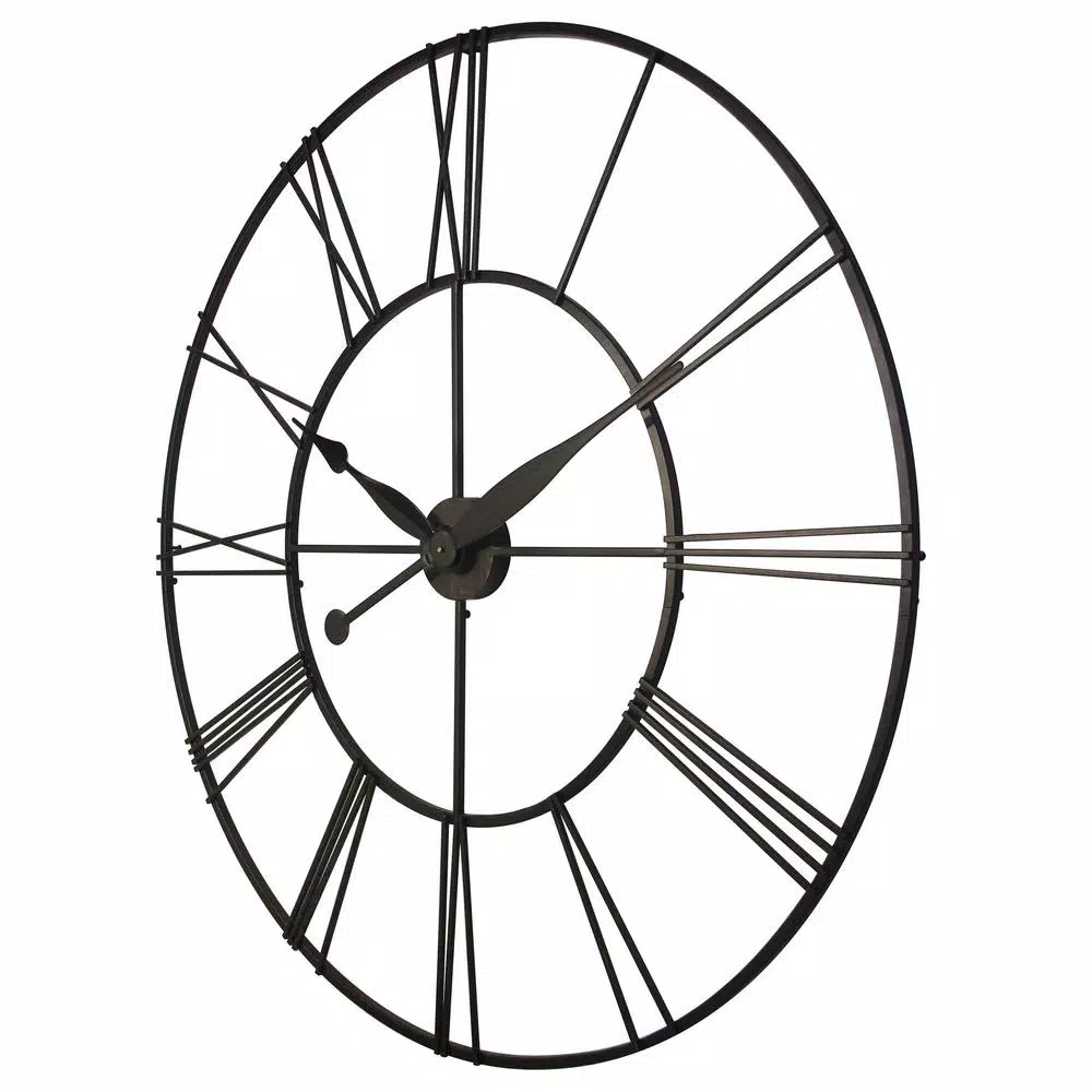 Infinity Instruments Skyscraper XXL 45 in. Oversized Round Wall Clock - Black Metal