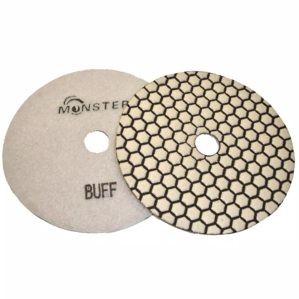 Monster Dry Diamond Polishing Pad Set, 4 in. 8-Piece Kit with Back Holder and White Buff