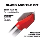 Milwaukee 4-Piece Carbide Glass and Tile Drill Bit Set thumbnail 4