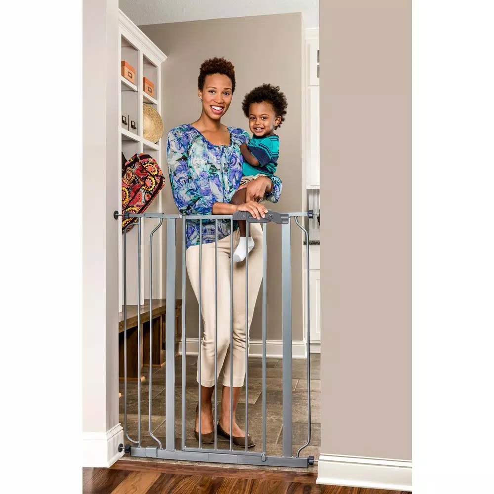 Regalo Easy Step Extra Tall 41 in. Platinum Metal Walk Through Baby Gate