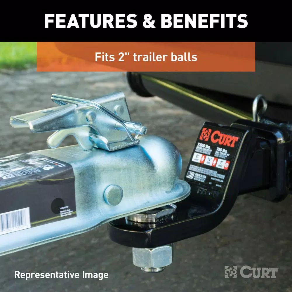 CURT 2" Straight-Tongue Posi-Lock Trailer Coupler, 3,500 lbs. Capacity, Zinc Finish