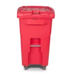 Toter 64 Gal. Red Hazardous Medical Waste Trash Can with Locking Lid and Wheels thumbnail 2