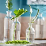3R Studios 6-Piece Glass Bottle Vase Set with Wood Tray - Farmhouse Style Decorative Centerpiece thumbnail 3