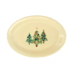 Fiesta Ivory Ceramic Trio of Christmas Trees Small Oval Serving Platter thumbnail 1