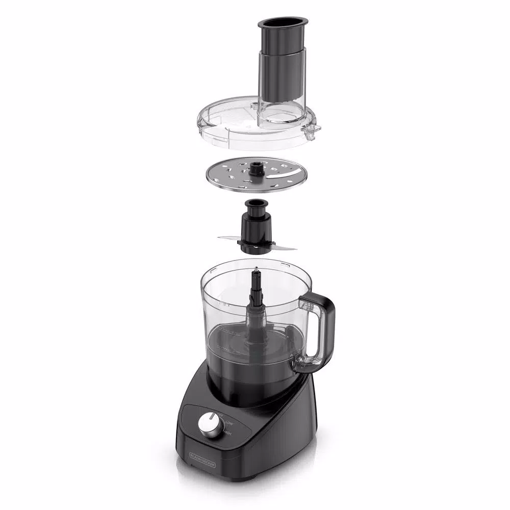 BLACK+DECKER 8-Cup 2-Speed Food Processor with S-Blade and Reversible Disc, Black
