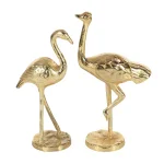 LITTON LANE 14 in. Flamingo Aluminum Decorative Sculpture Set in Gold (Set of 2) thumbnail 2