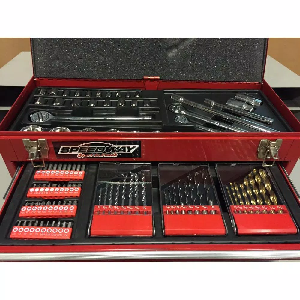 SPEEDWAY 24 in. 3-Drawer Steel Tool Chest with 118-Piece Bonus Tool Set
