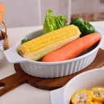MALACASA 2-Piece White Oval Porcelain Bakeware Set, 12.75 in. and 14.5 in. Ceramic Baking Dishes thumbnail 2