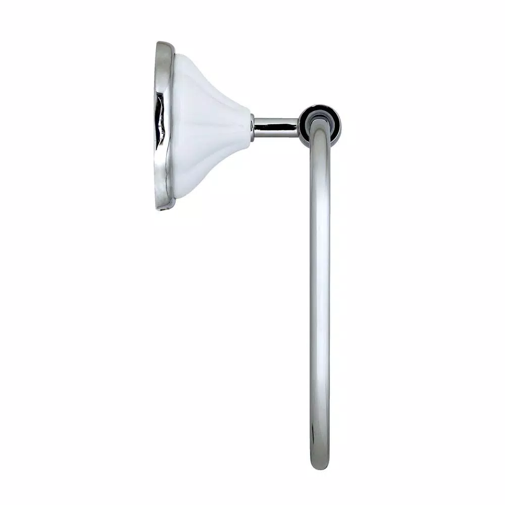 MODONA FLORA Towel Ring - White Porcelain and Polished Chrome Hand Towel Holder