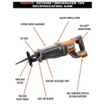 RIDGID 18V OCTANE Brushless Cordless Reciprocating Saw (Tool-Only) with Blade thumbnail 13