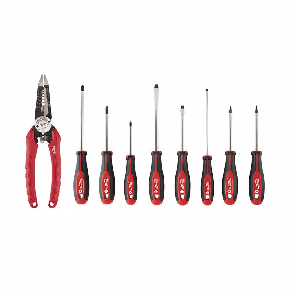 Milwaukee 6-in-1 Electrician Pliers and 8-Piece Screwdriver Set Combo