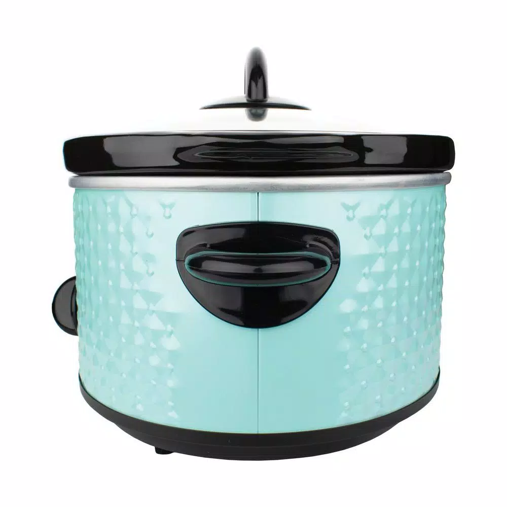 Brentwood Appliances 3.5 Qt. Blue Diamond Pattern Slow Cooker with Tempered Glass Lid