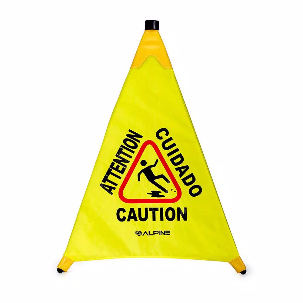 Alpine Industries 30 in. Yellow Multi-Lingual Pop-Up Wet Floor Sign