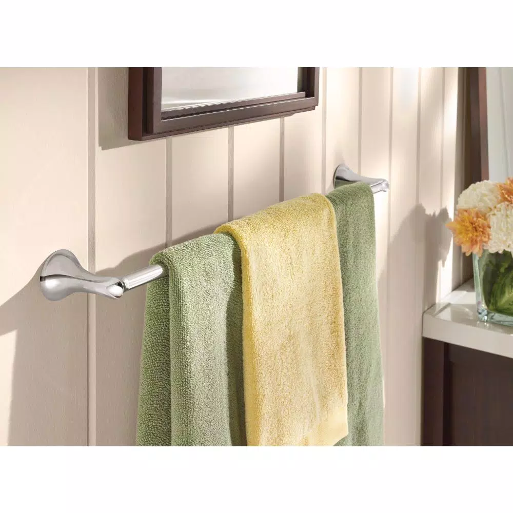 MOEN Darcy 24 in. Chrome Towel Bar - Modern Zinc Single Towel Bar