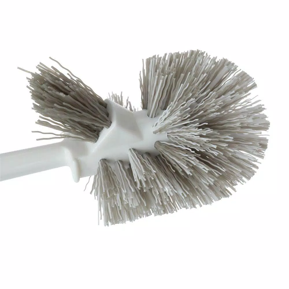 HDX Toilet Bowl Brush and Holder Set with Microban Antimicrobial Protection, White/Gray