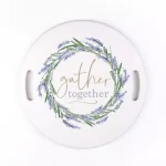 P Graham Dunn Gather Together White Decorative Round Wood Tray with Handles thumbnail 4