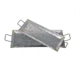 Benzara Silver Galvanized Metal Decorative Trays, Set of 2, Rectangular with Fluted Edges thumbnail 4