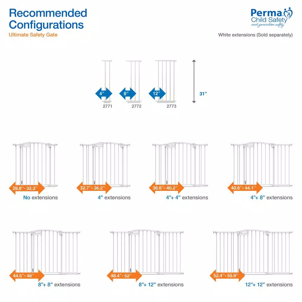 Perma Child Safety 30 in. H Baby Gate Extension Panel, 8 in. W White Steel Extender for Standard Height Gates