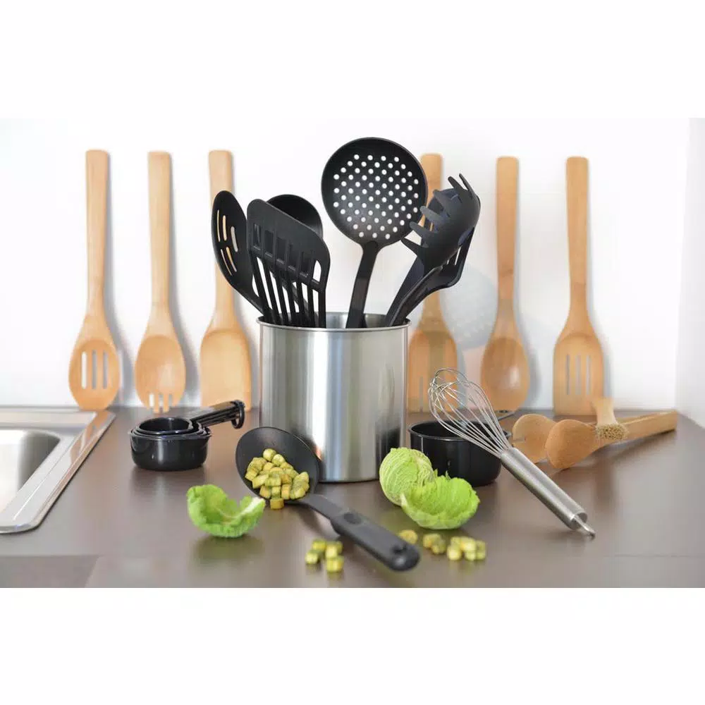BergHOFF 23-Piece Studio Nylon and Bamboo Kitchen Utensil Set with Storage Tub