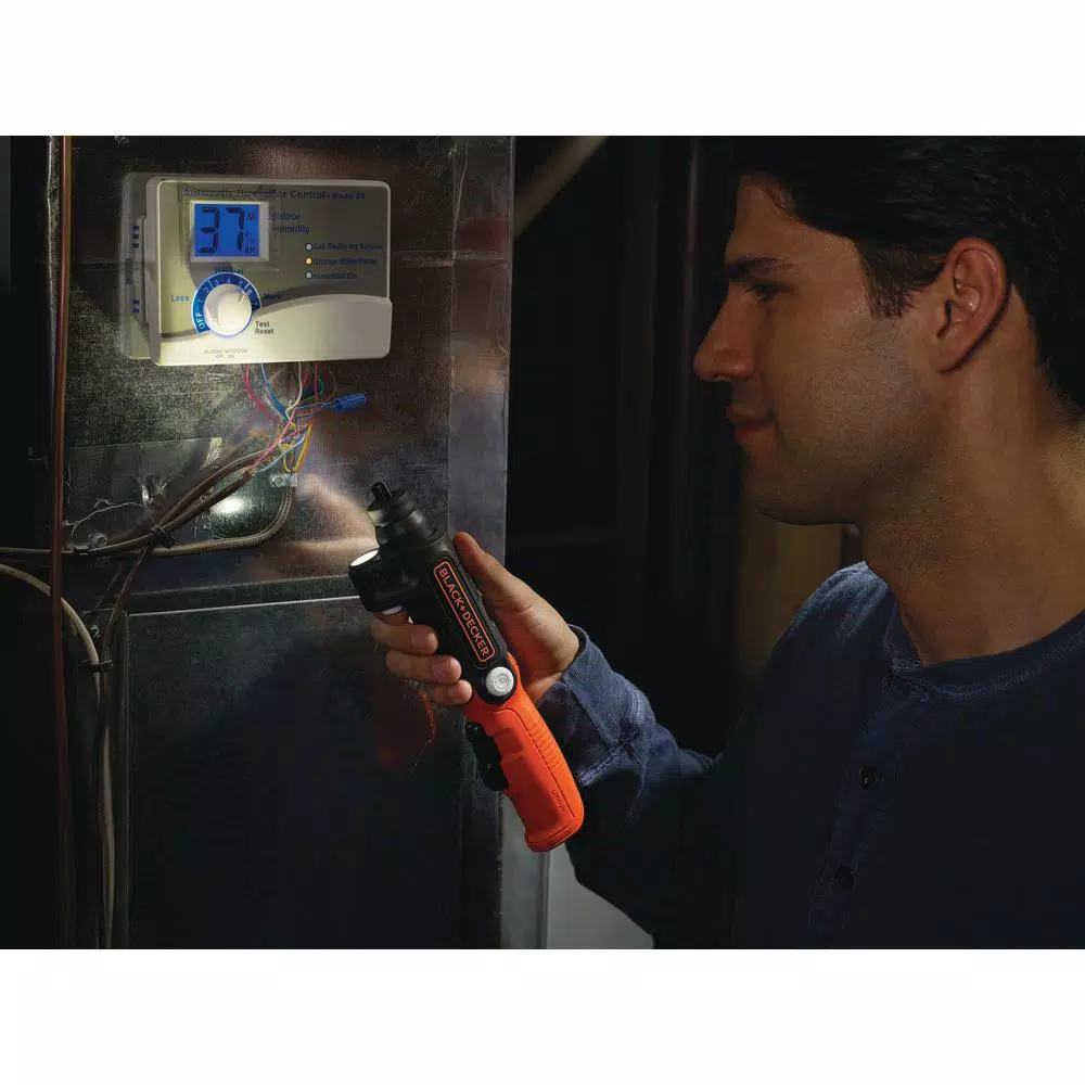 BLACK+DECKER 4V MAX Lithium-Ion Cordless 1/4 in. Electric Screwdriver with Pivoting Handle and Flashlight