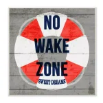 Stupell Industries No Wake Zone Life Raft Wood Wall Art by Daphne Polselli, 12x12 in. thumbnail 1