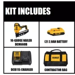 DEWALT 20V MAX 16-Gauge Cordless Angled Finish Nailer Kit with (2) 2.0 Ah Batteries and Charger thumbnail 2