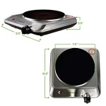 Ovente 1000W Electric Infrared Single Burner Cooktop, Silver Ceramic Glass Hot Plate thumbnail 6