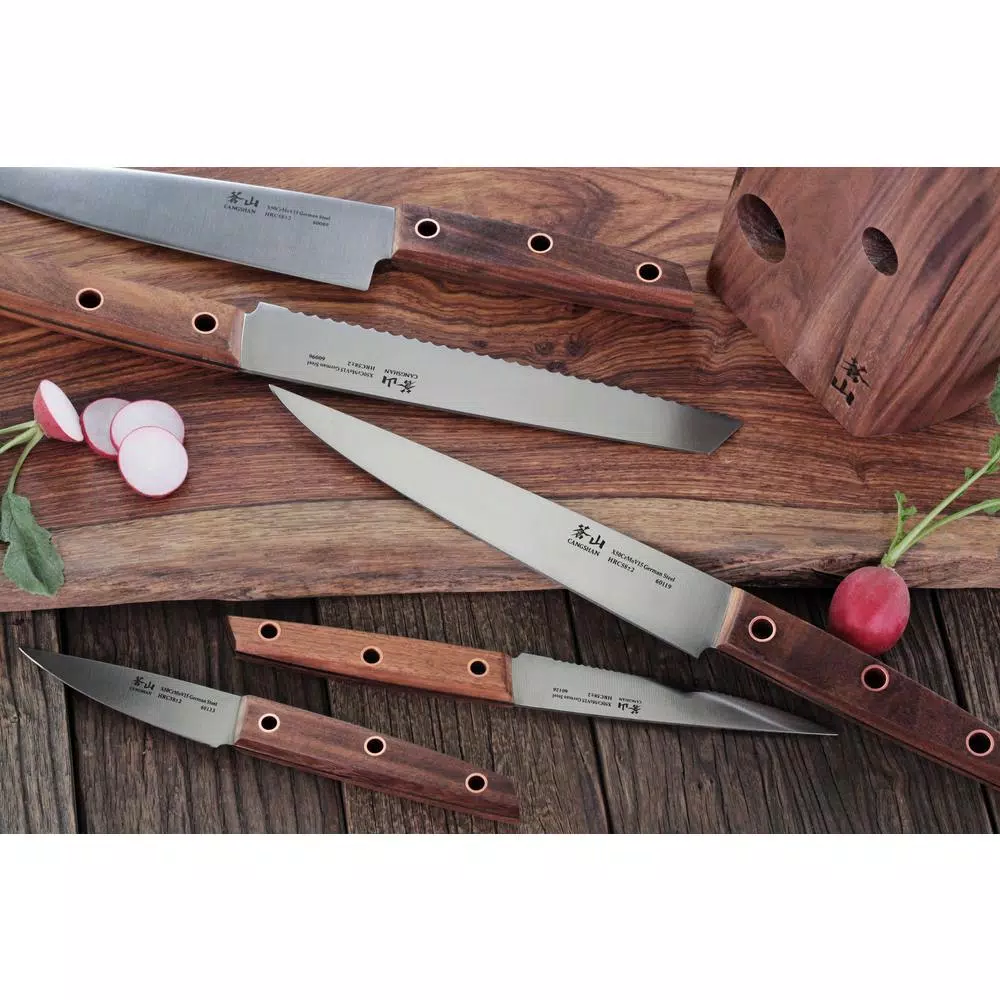 Cangshan W Series 6-Piece German Steel Knife Set with Solid Walnut Wood Block
