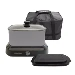 West Bend 6 Qt. Silver Non-Stick Versatility Slow Cooker with Griddle Base, Travel Lid, and Thermal Tote thumbnail 2