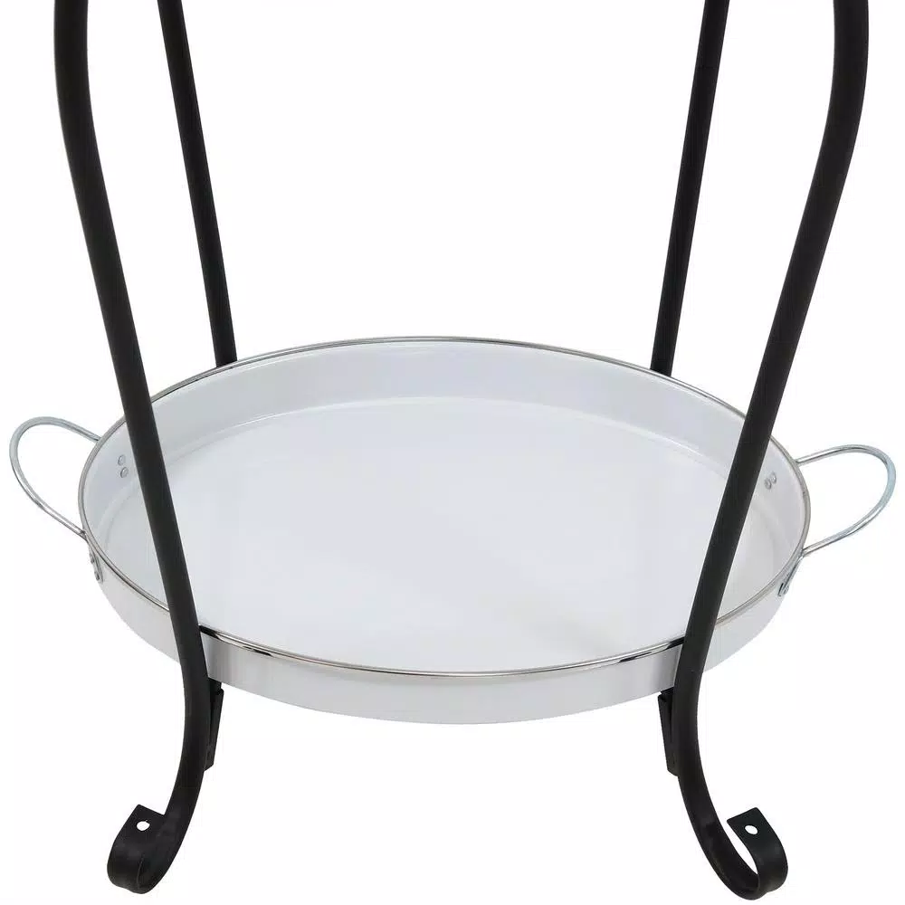Sunnydaze Decor Sunnydaze 7.5 Gallon White Galvanized Steel Ice Bucket Beverage Holder with Stand and Tray