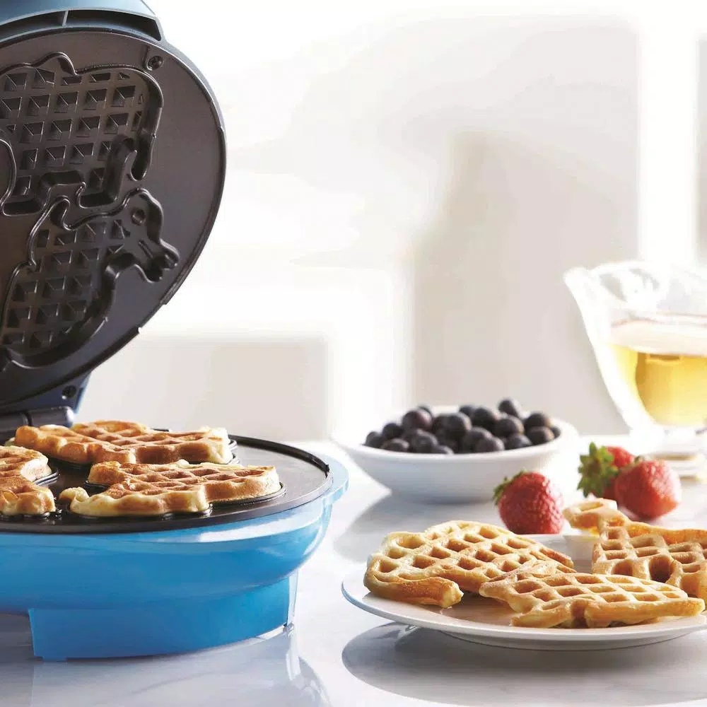 Brentwood Appliances TS-253 Blue Nonstick Animal-Shaped Mini Waffle Maker