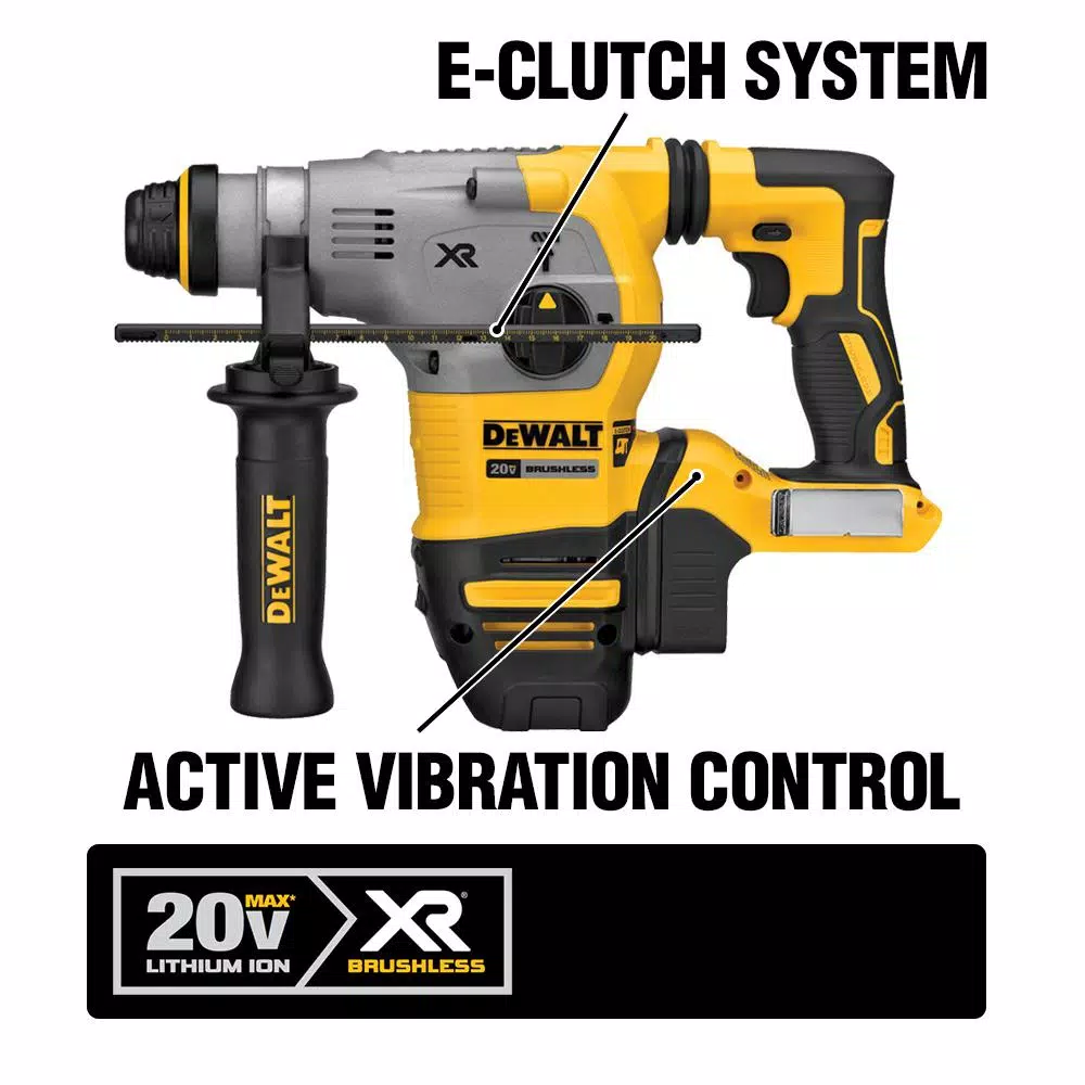 DEWALT 20V MAX XR Brushless 1-1/8 in. SDS Plus L-Shape Rotary Hammer Kit with (2) 9.0 Ah FLEXVOLT Batteries