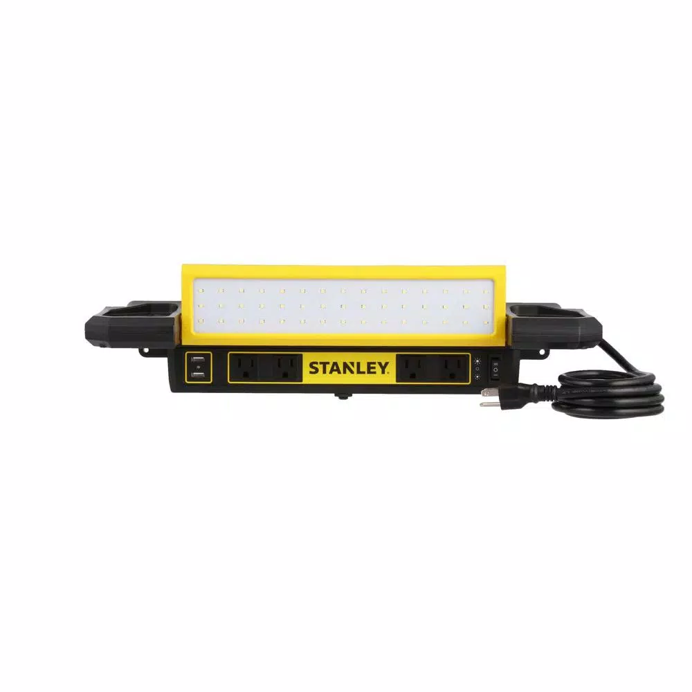 STANLEY PSL1000S 1000 Lumen LED Work Bench Shop Light with 4 AC Outlets and Dual USB Ports
